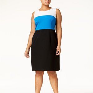 NWT Kasper Plus Size Colorblocked Sheath Dress 22W